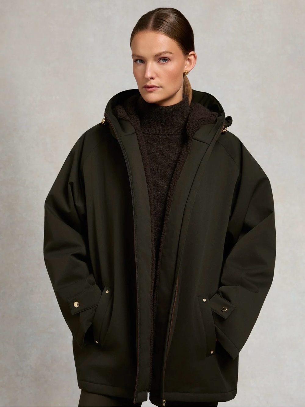 NWT Holland Cooper Khaki Waterproof Jacket One Size Oversized Rain Coat